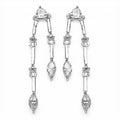 Edle 1,90 Carat Cubic Zirkonia Ohrhanger / Stecker, 925 Silber, Rhodiniert