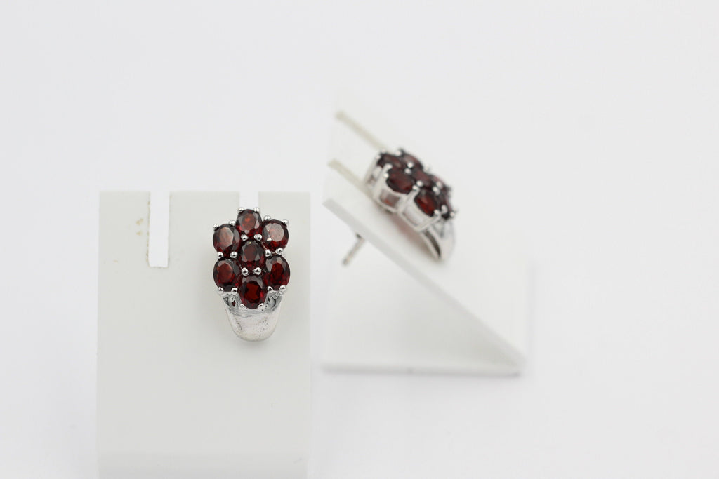 Edle 3,33 Carat Granat Ohrstecker 925 Silber Olivin Schmuck Top Edel Edelstein