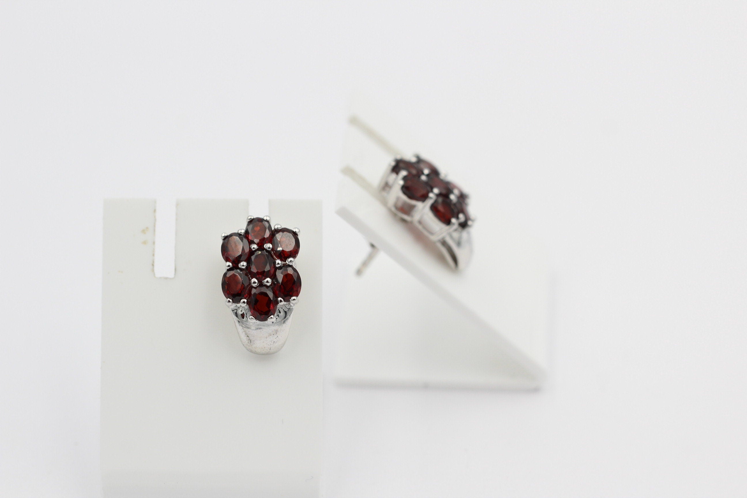 Edle 3,33 Carat Granat Ohrstecker 925 Silber Olivin Schmuck Top Edel Edelstein