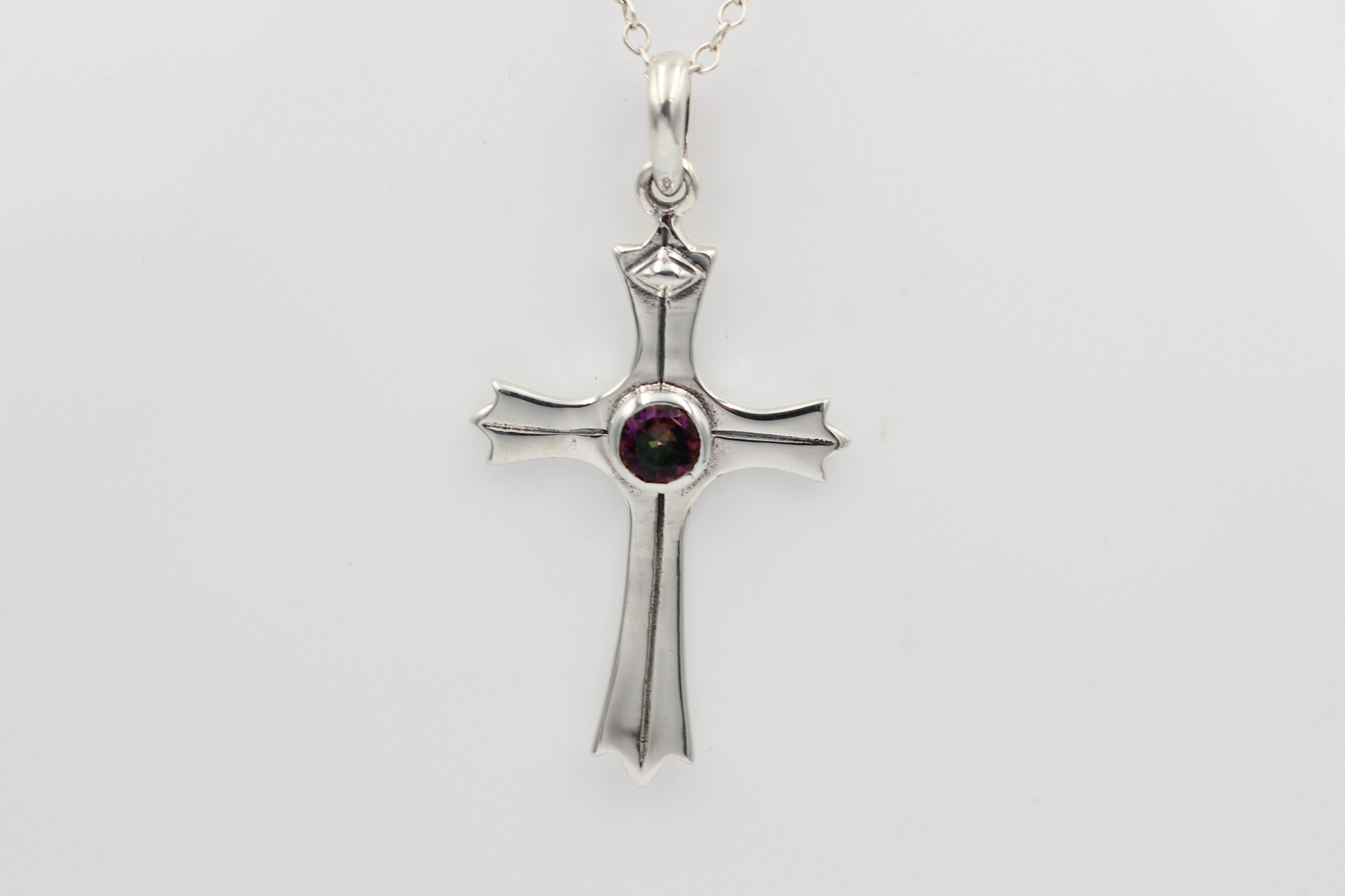 0,36 Carat Mystiktopas Kreuz Anhänger 925 Silber mystic Topas