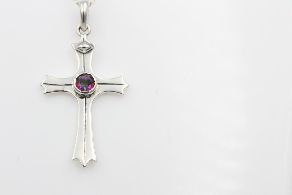 0,36 Carat Mystiktopas Kreuz Anhänger 925 Silber mystic Topas