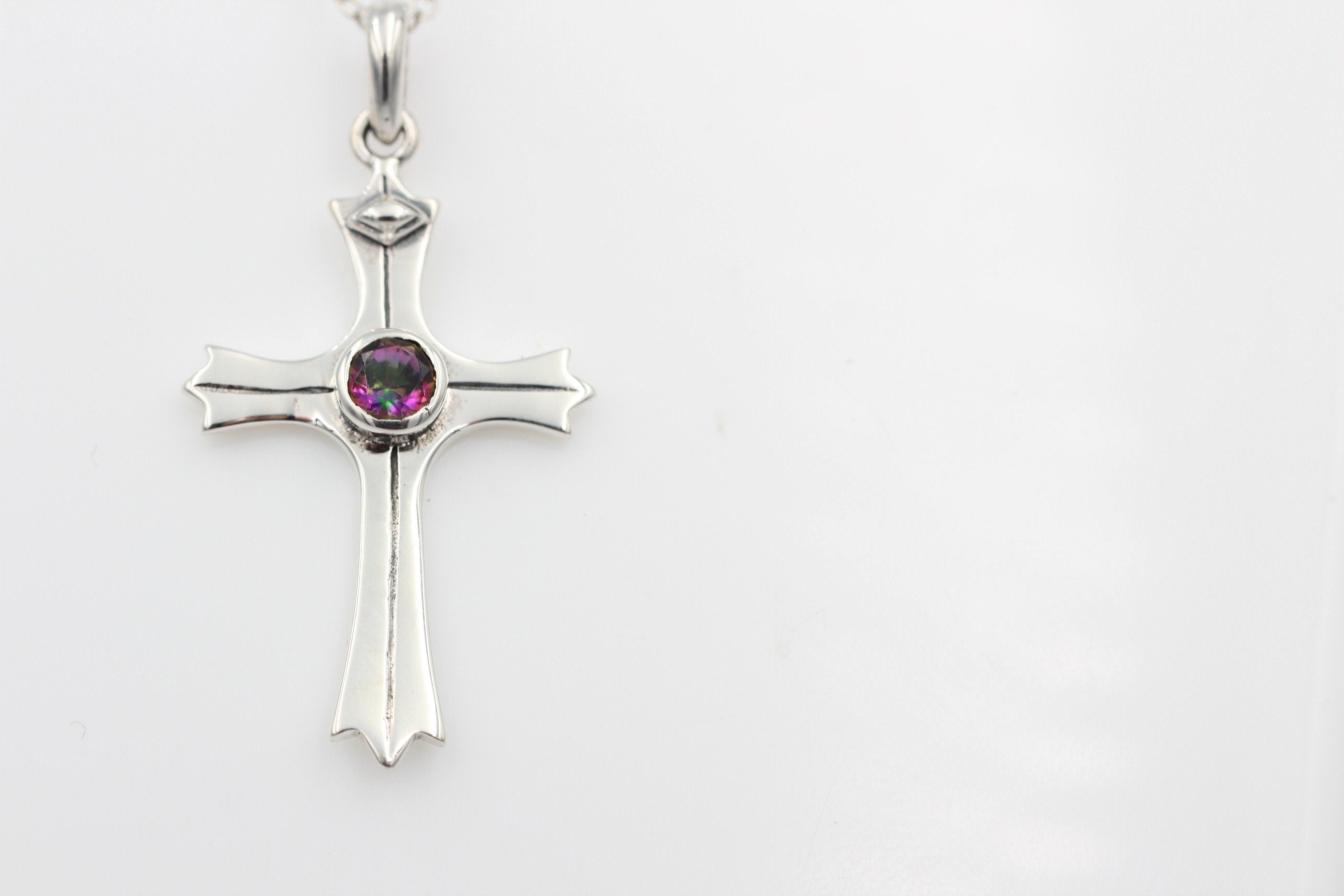 0,36 Carat Mystiktopas Kreuz Anhänger 925 Silber mystic Topas