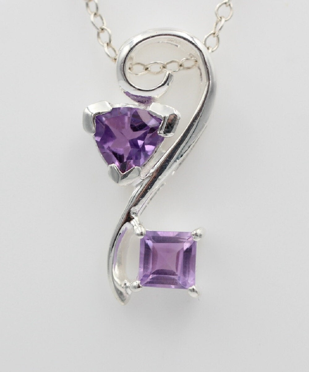 Edler 1,3 Carat Amethyst Design Anhänger 925 Silber   Schmuck