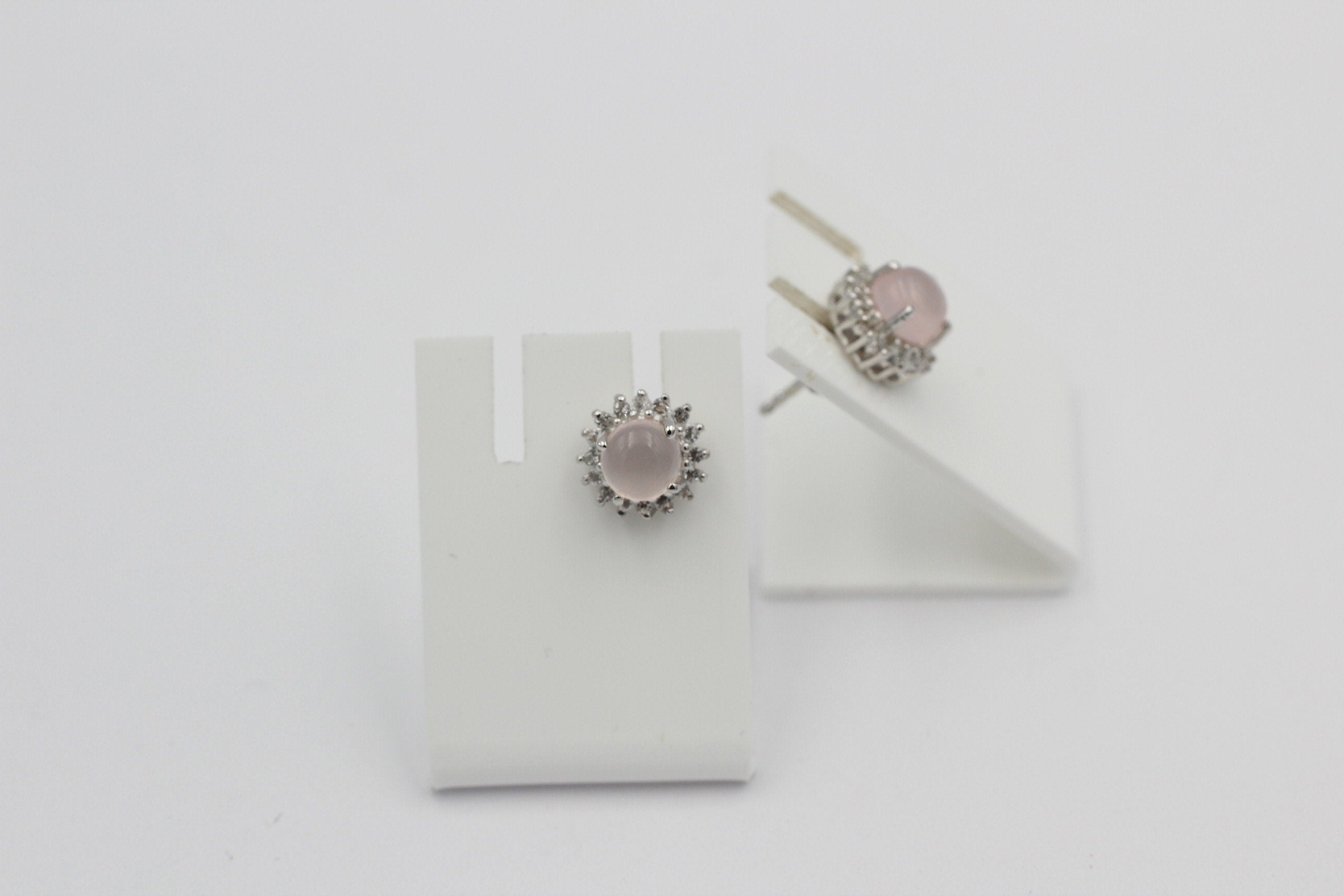 1,91 Carat Rosenquarz Weißtopas Ohrstecker 925 Silber Edelsteinohrstecker Top
