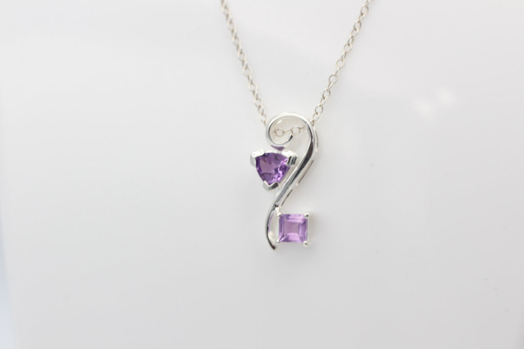 Edler 1,3 Carat Amethyst Design Anhänger 925 Silber   Schmuck