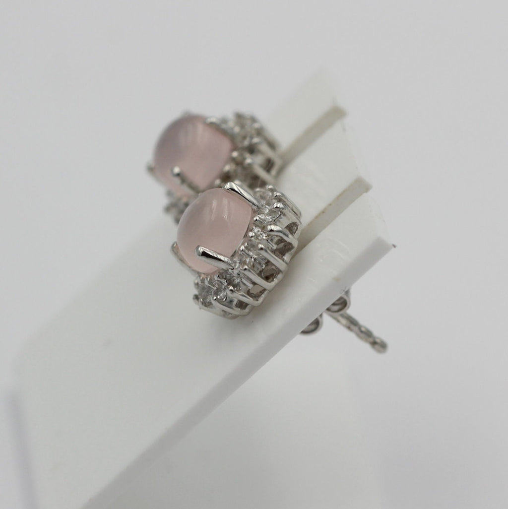 1,91 Carat Rosenquarz Weißtopas Ohrstecker 925 Silber Edelsteinohrstecker Top