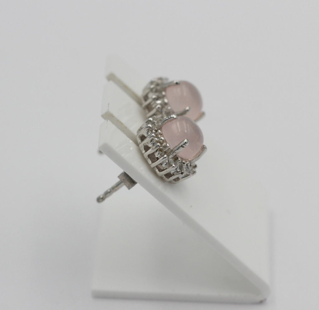 1,91 Carat Rosenquarz Weißtopas Ohrstecker 925 Silber Edelsteinohrstecker Top
