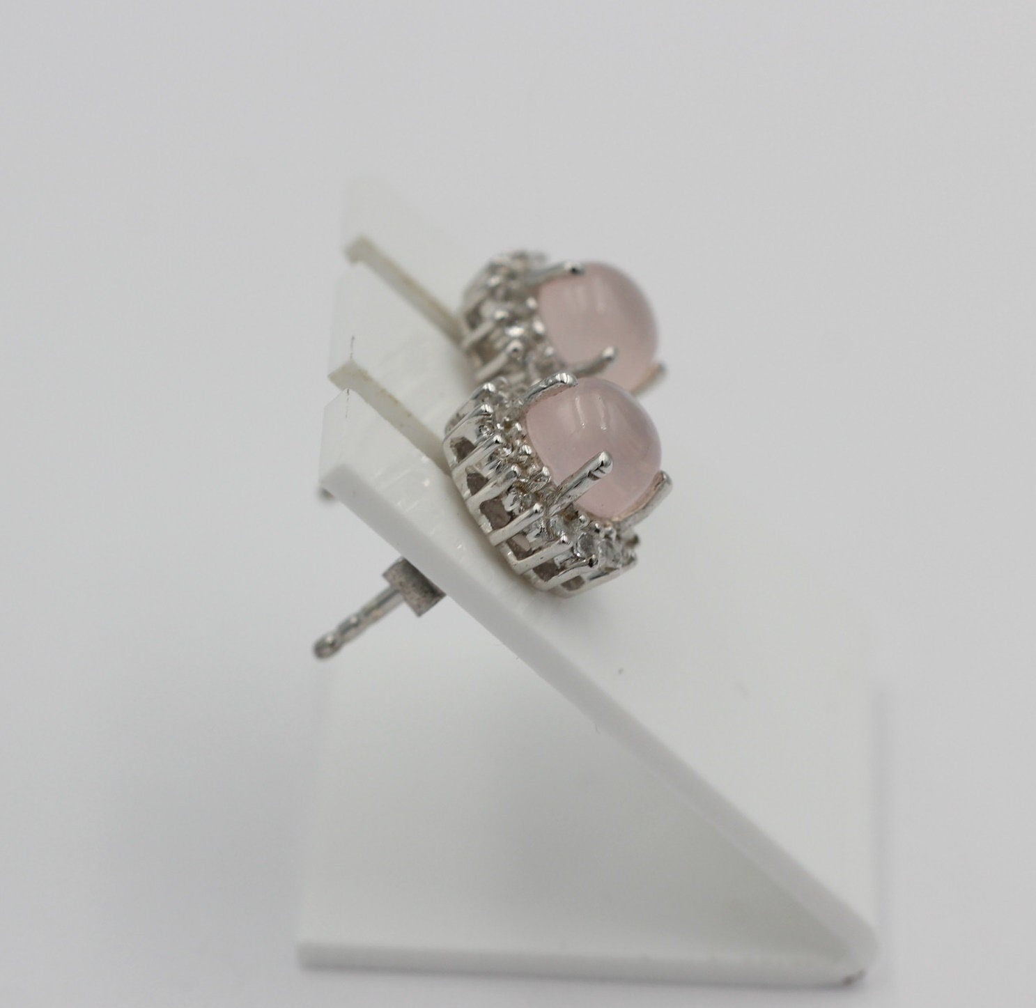 1,91 Carat Rosenquarz Weißtopas Ohrstecker 925 Silber Edelsteinohrstecker Top