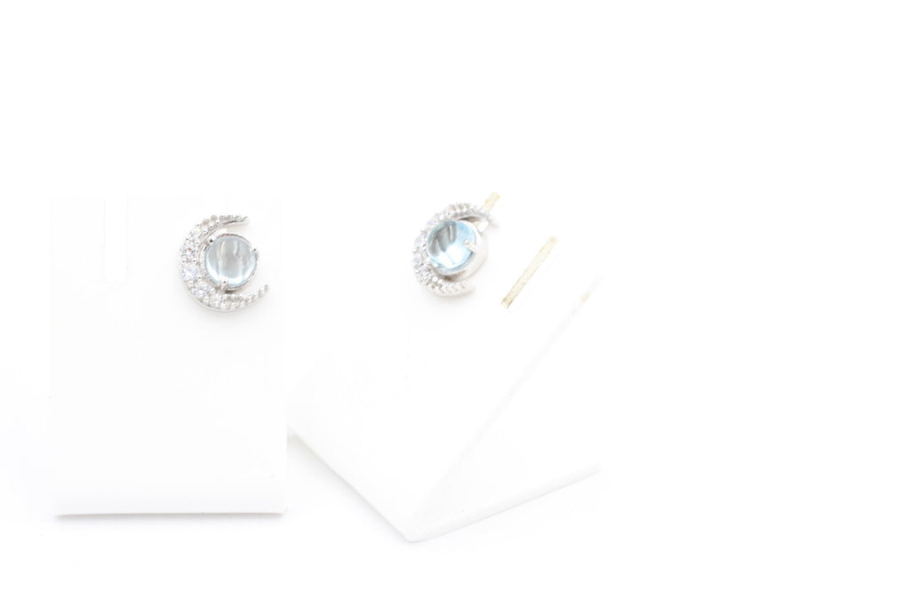Edle 1,10 Carat Blautopas Mondohrstecker 925 Silber hellblauer Edelstein Top
