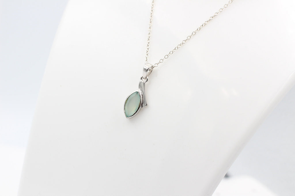 1,8 Carat Aqua Chalcedon Anhänger 925 Silber  Afrika Wasser Calcedon