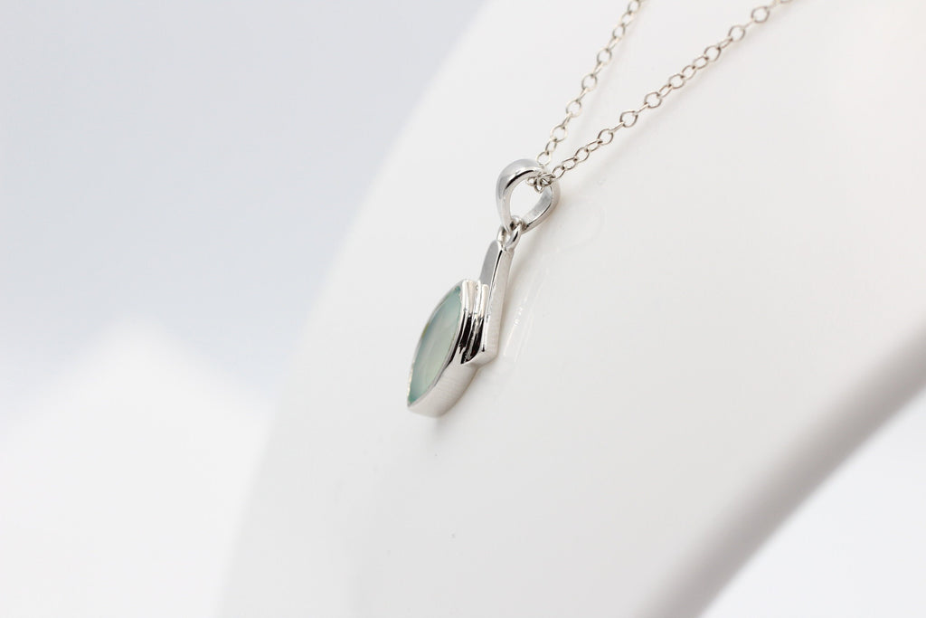 1,8 Carat Aqua Chalcedon Anhänger 925 Silber  Afrika Wasser Calcedon