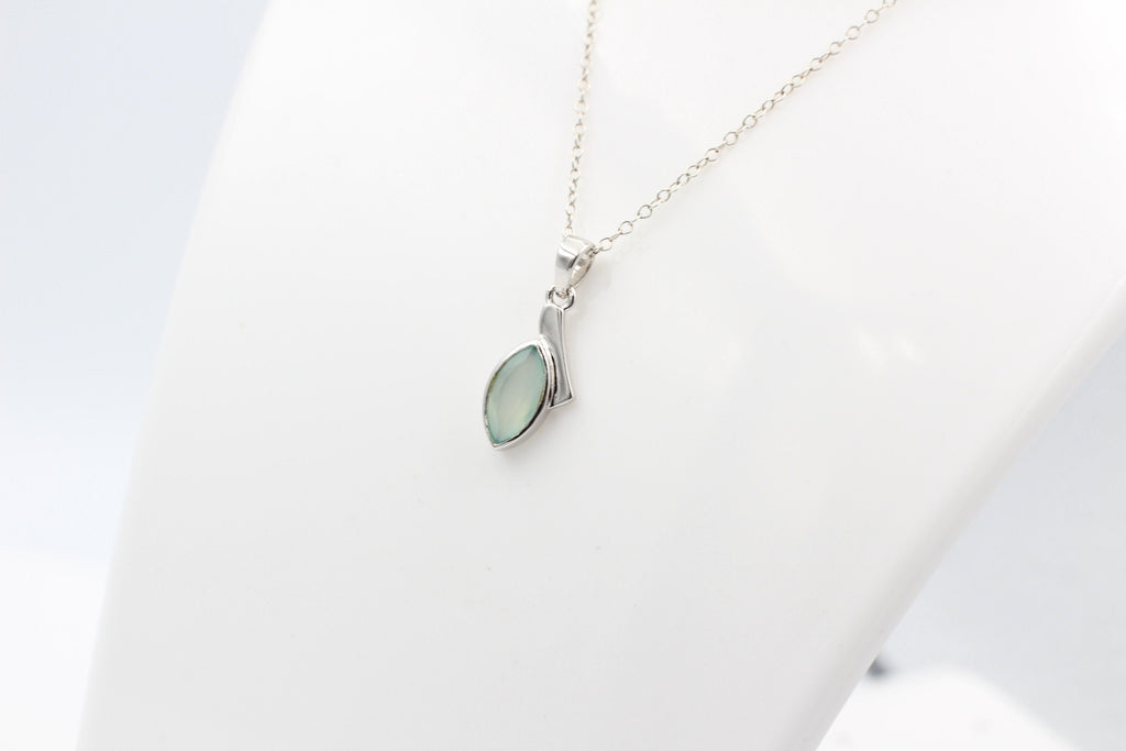 1,8 Carat Aqua Chalcedon Anhänger 925 Silber  Afrika Wasser Calcedon