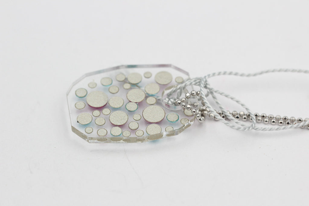 Collier Bubble mit Swarovski-Elements Pink/Türkis mit 925 Silber Kette