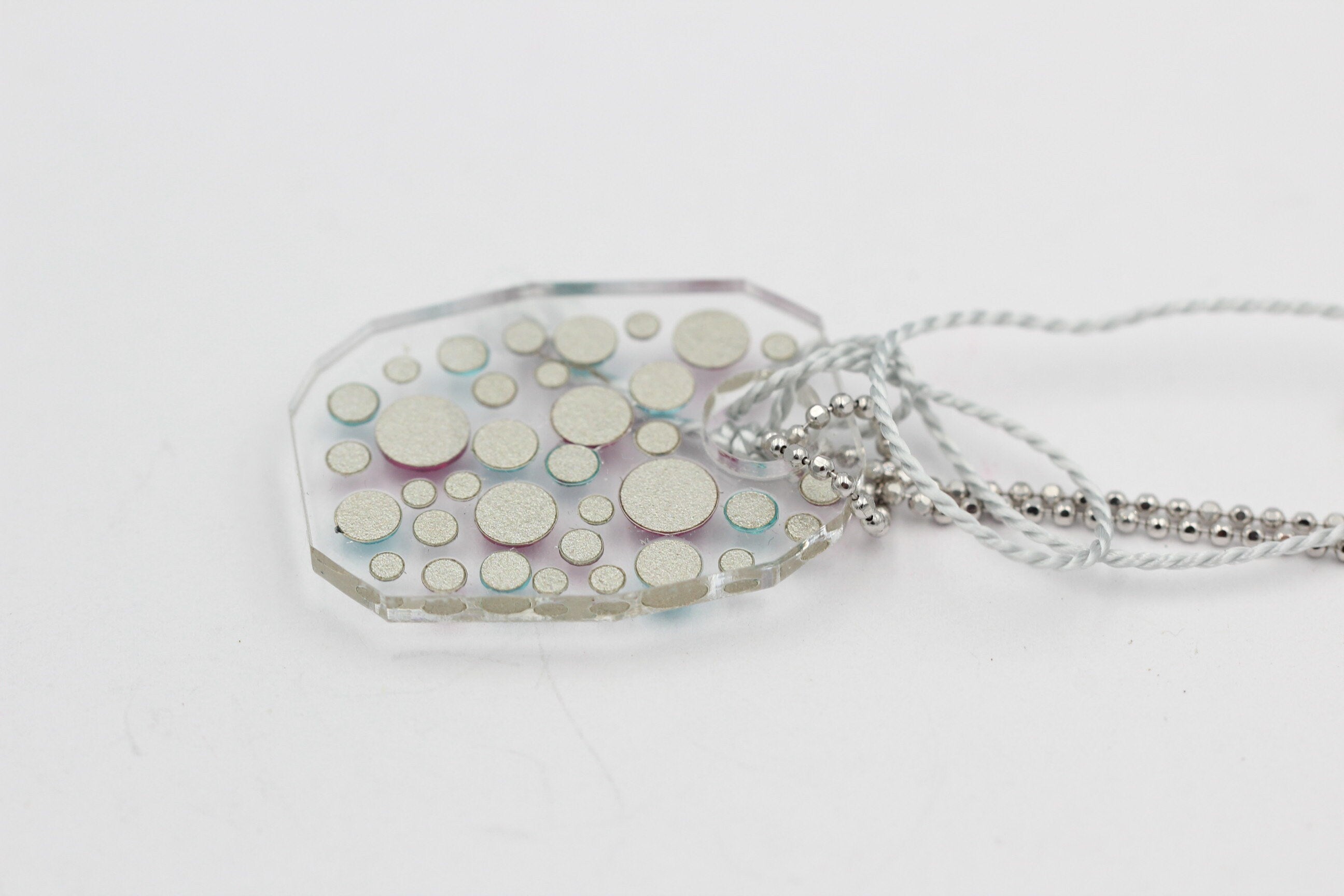 Collier Bubble mit Swarovski-Elements Pink/Türkis mit 925 Silber Kette