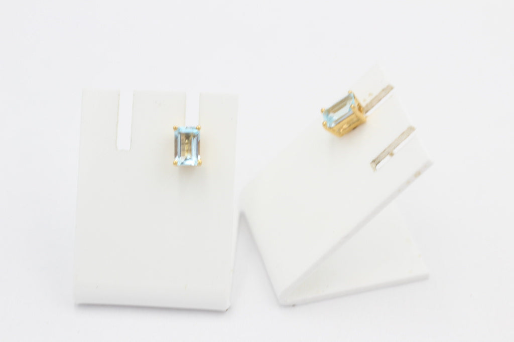 Edle 1,1 Carat Blautopas  Ohrstecker 925 Silber vergoldet Ohrring Schmuck