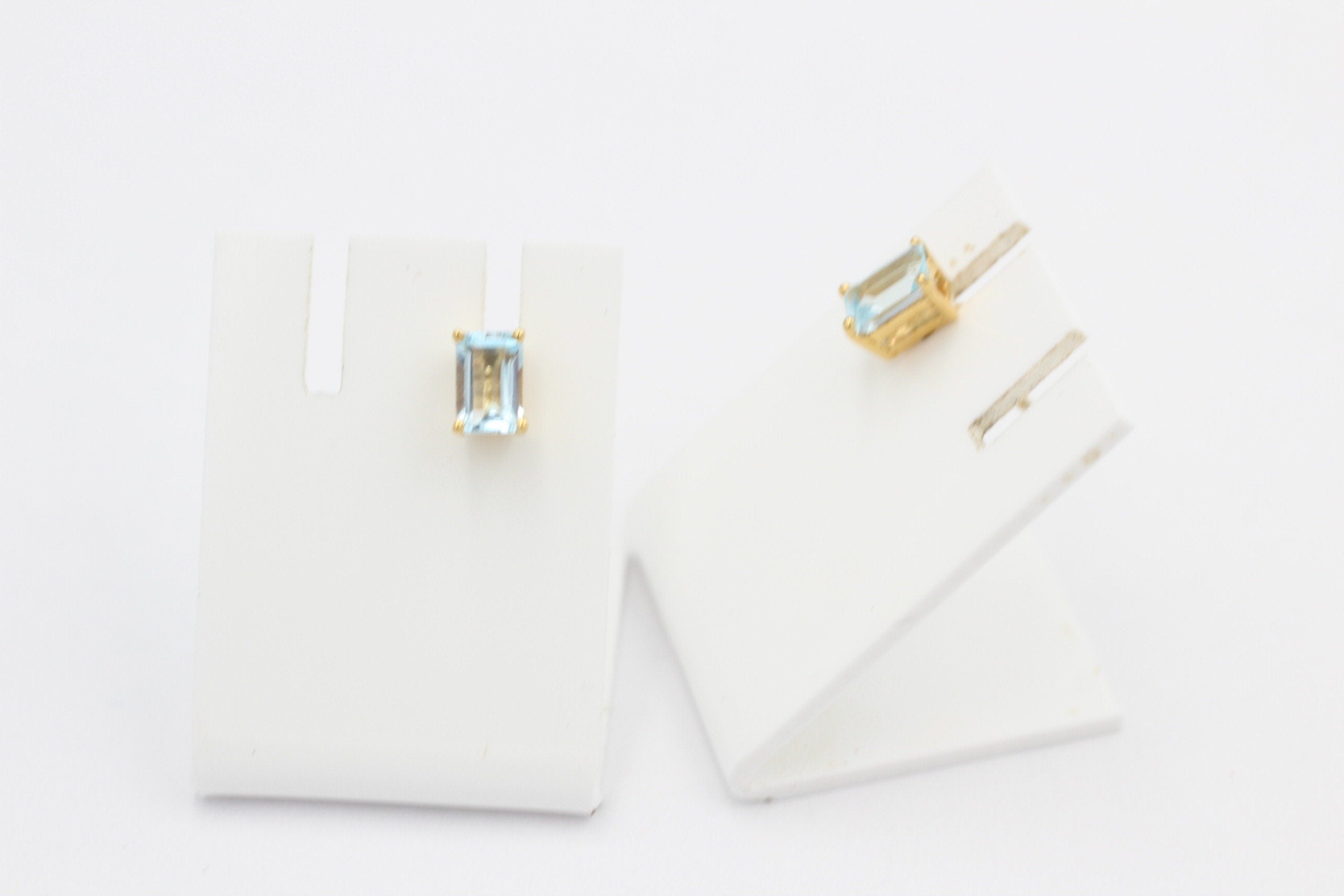 Edle 1,1 Carat Blautopas  Ohrstecker 925 Silber vergoldet Ohrring Schmuck