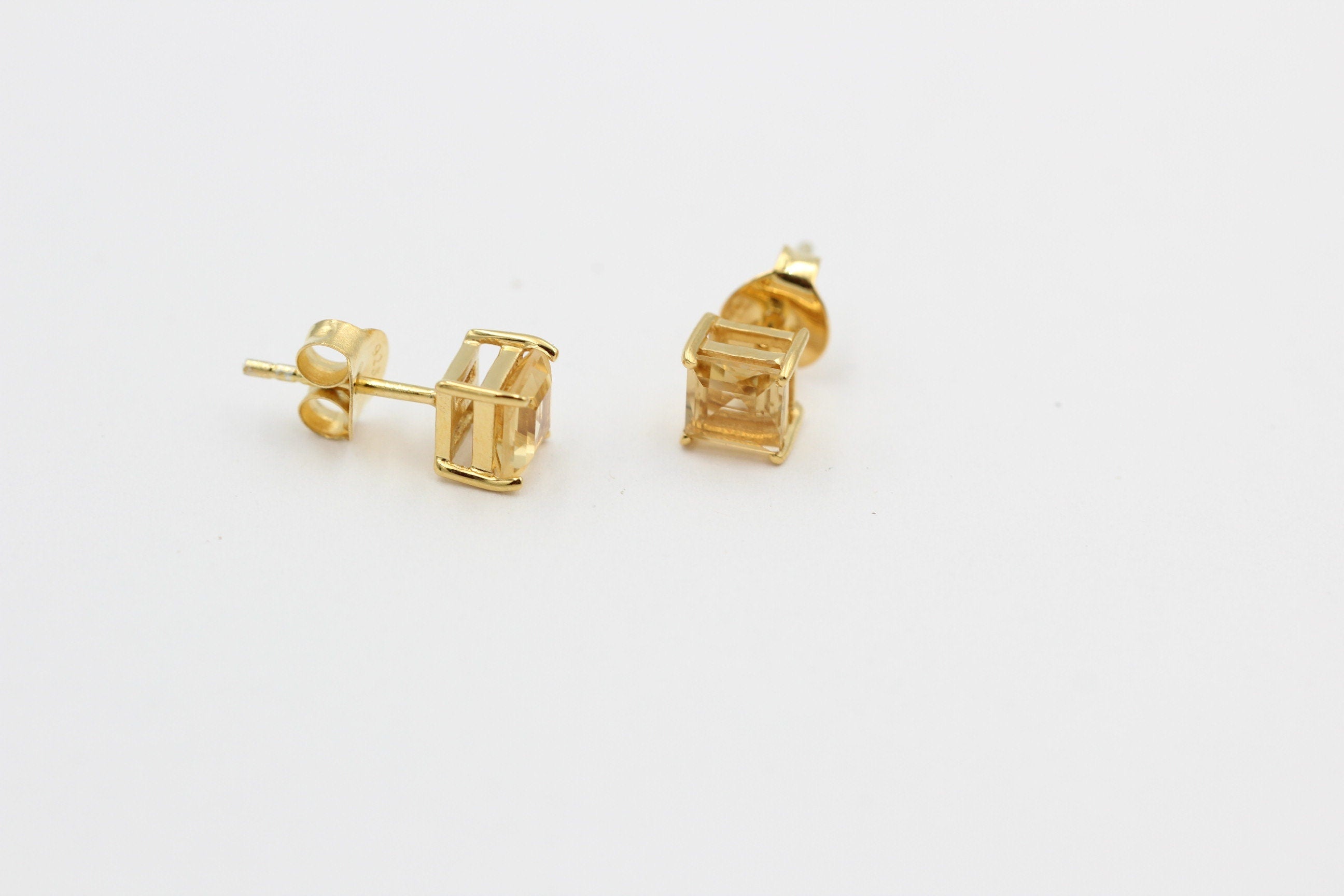 Edle 1,2 Carat Citrin Ohrstecker 925 Silber vergoldet Ohrring  Schmuck