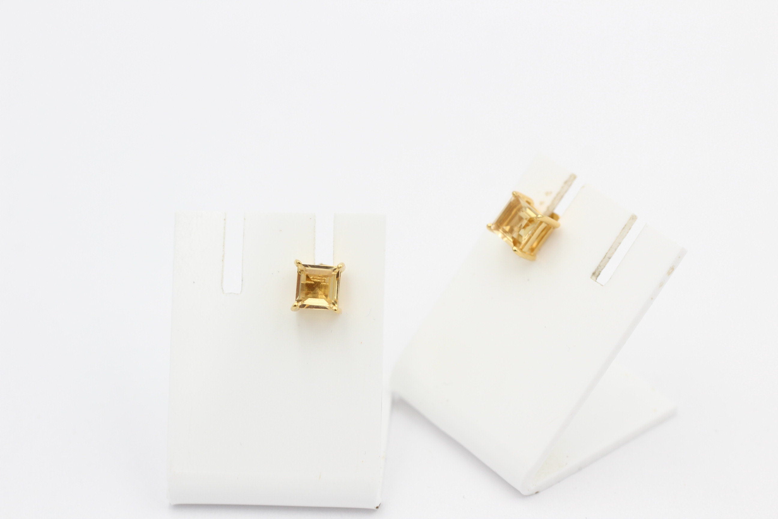 Edle 1,2 Carat Citrin Ohrstecker 925 Silber vergoldet Ohrring  Schmuck