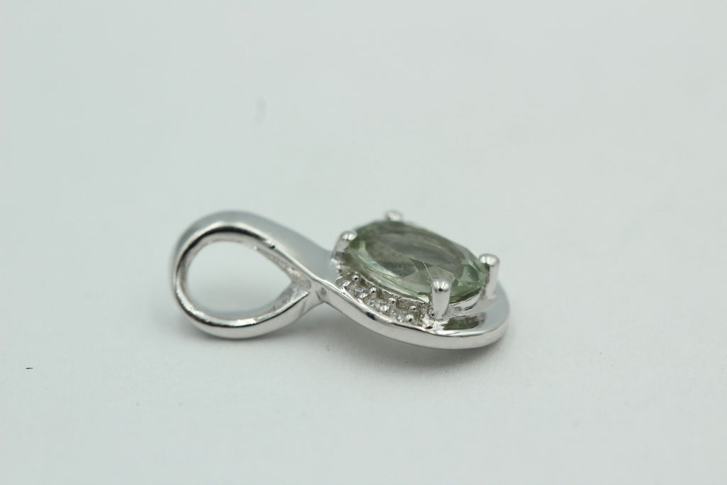 1,12 Carat Prasiolith Anhänger 925 Silber  mit Zirkonia