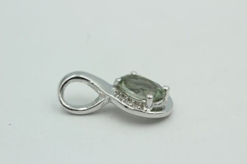 1,12 Carat Prasiolith Anhänger 925 Silber  mit Zirkonia