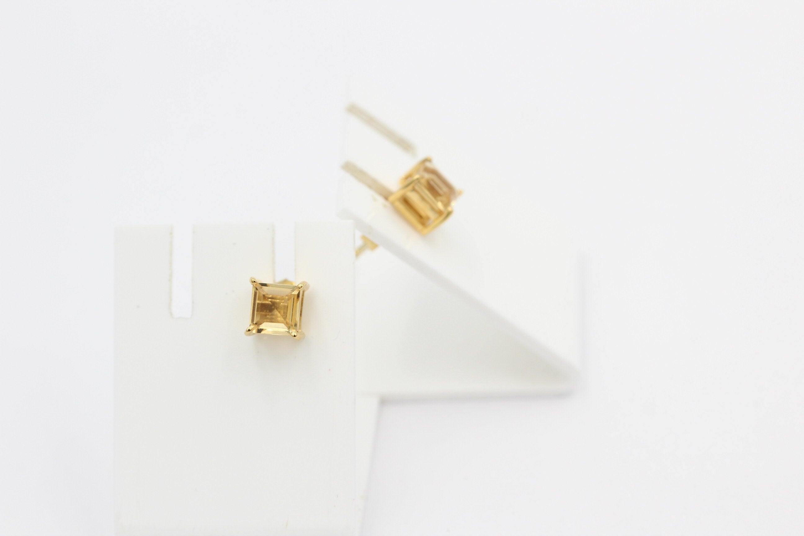 Edle 1,2 Carat Citrin Ohrstecker 925 Silber vergoldet Ohrring  Schmuck