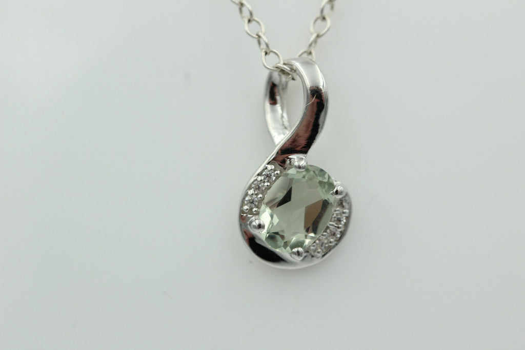 1,12 Carat Prasiolith Anhänger 925 Silber  mit Zirkonia