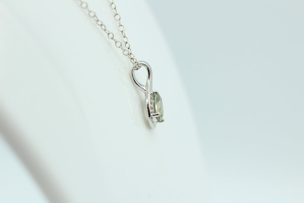 1,12 Carat Prasiolith Anhänger 925 Silber  mit Zirkonia