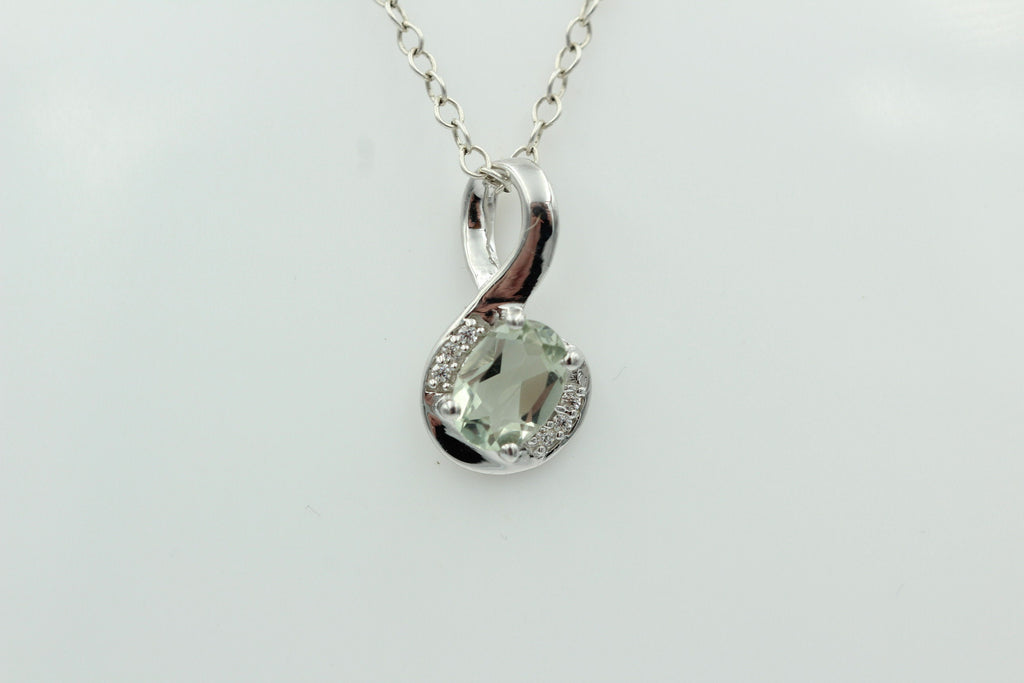 1,12 Carat Prasiolith Anhänger 925 Silber  mit Zirkonia