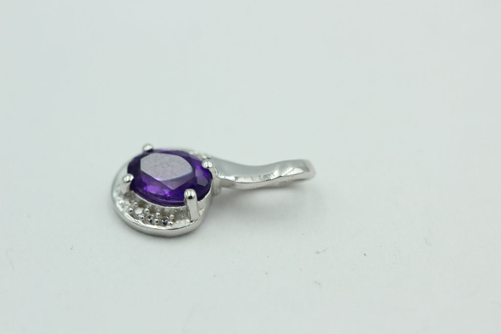 1,1 Carat afrikanischer Amethyst Anhänger 925 Silber mit Zirkonia