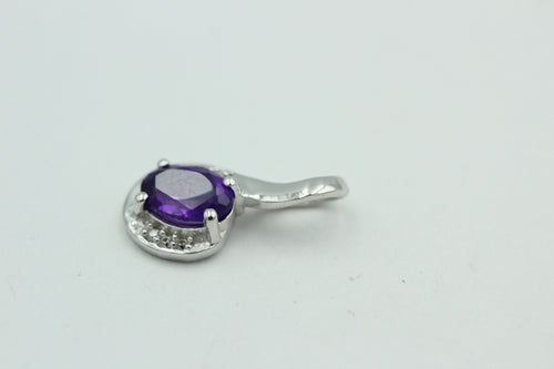 1,1 Carat afrikanischer Amethyst Anhänger 925 Silber mit Zirkonia
