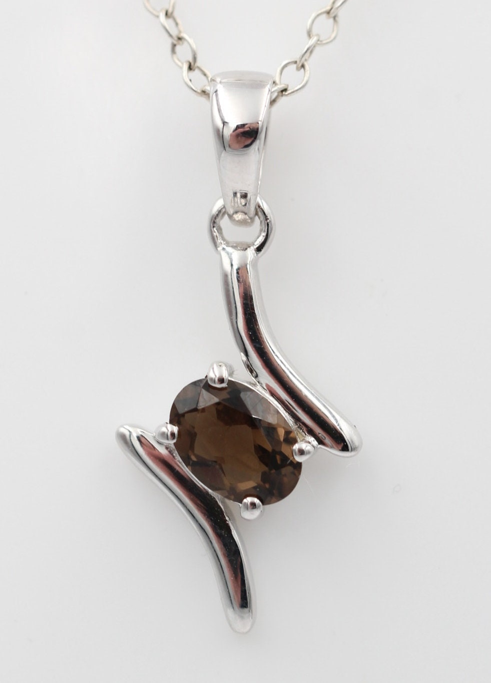 0,72 Carat Rauchquarz Anhänger 925 Silber Rauchquarzanhägnger Top