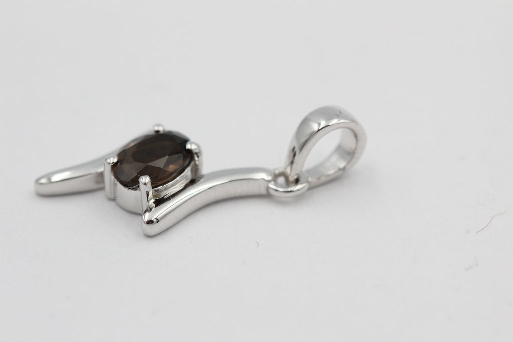 0,72 Carat Rauchquarz Anhänger 925 Silber Rauchquarzanhägnger Top
