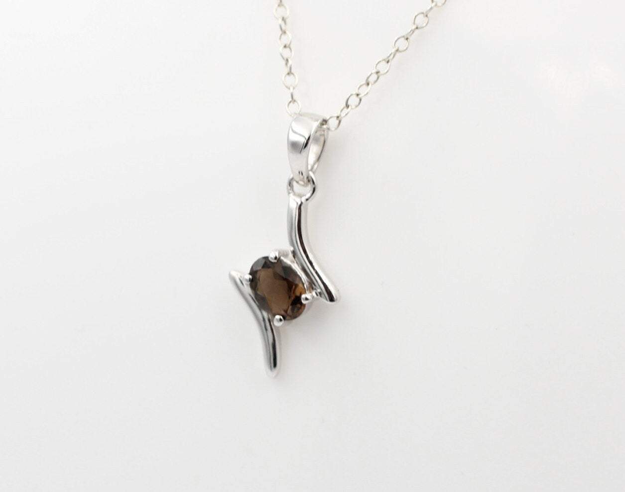 0,72 Carat Rauchquarz Anhänger 925 Silber Rauchquarzanhägnger Top