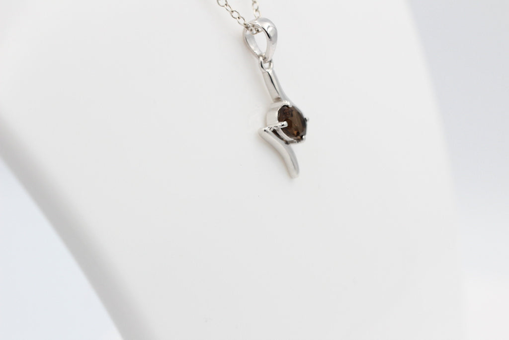 0,72 Carat Rauchquarz Anhänger 925 Silber Rauchquarzanhägnger Top