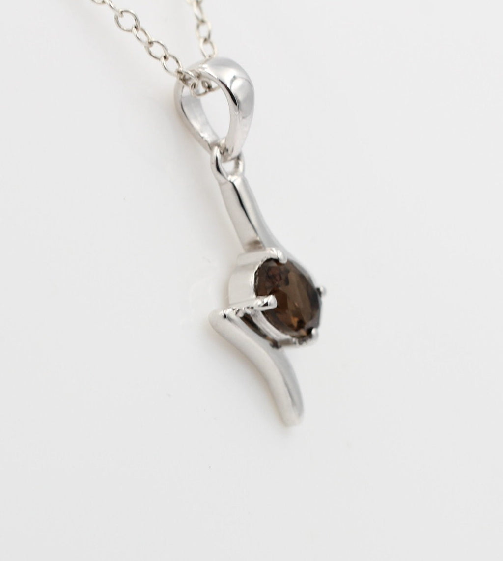 0,72 Carat Rauchquarz Anhänger 925 Silber Rauchquarzanhägnger Top