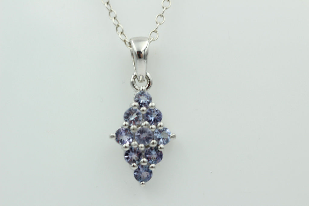 1,64 Carat Tansanit  Anhänger 925 Silber Collier Kette seltener Tansanit Afrika