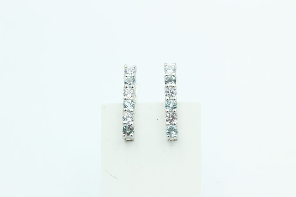 Edle 1,1 Carat Blautopas Ohrschmuck 925 Silber himmelblauer Topas mit Zirkonia