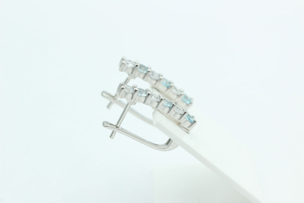 Edle 1,1 Carat Blautopas Ohrschmuck 925 Silber himmelblauer Topas mit Zirkonia