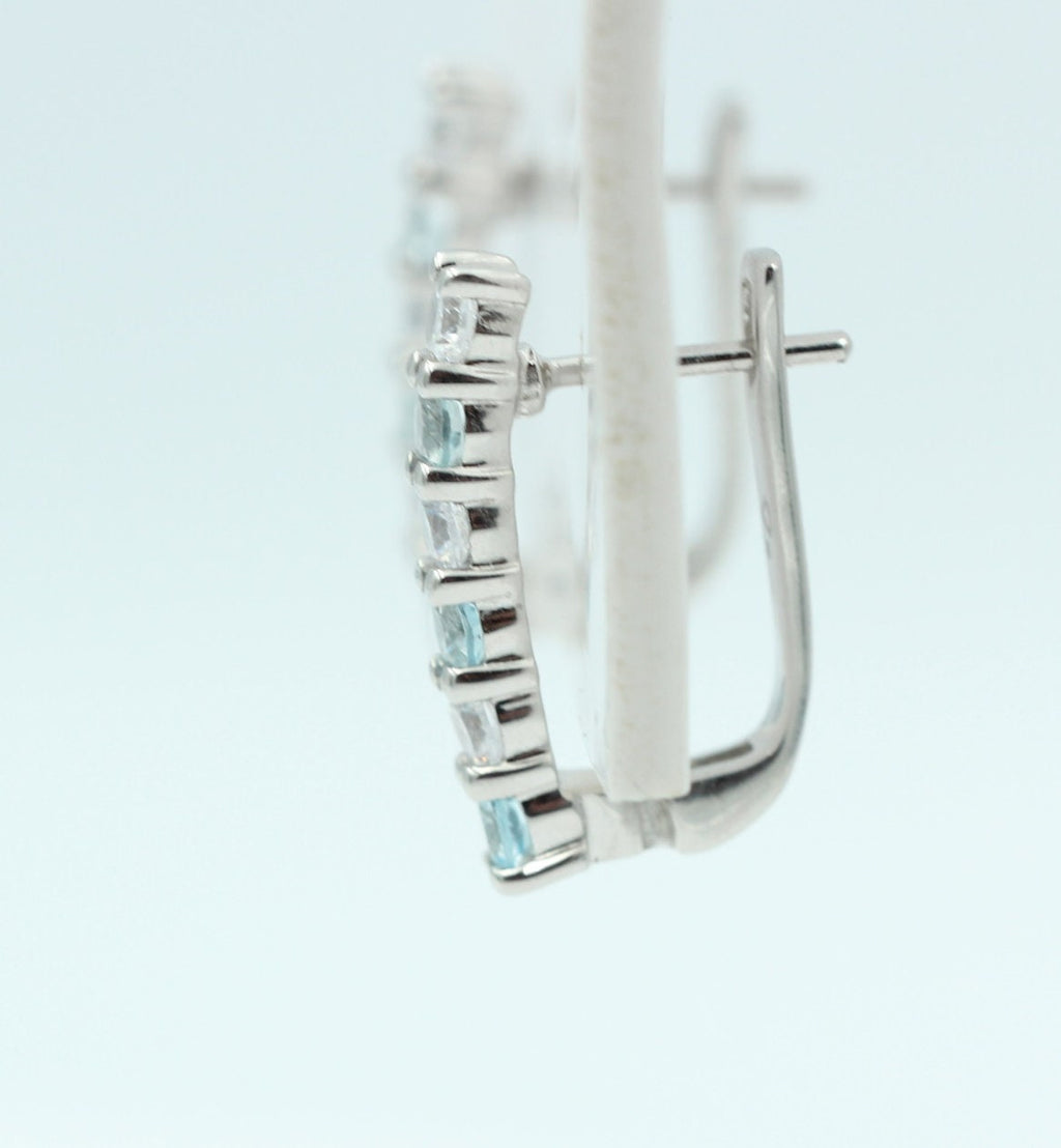 Edle 1,1 Carat Blautopas Ohrschmuck 925 Silber himmelblauer Topas mit Zirkonia