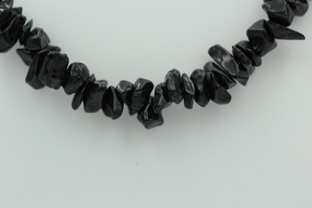 34,5 Carat schwarzes Spinell Collier Splitterkette 925 Silber mit Verlängerung