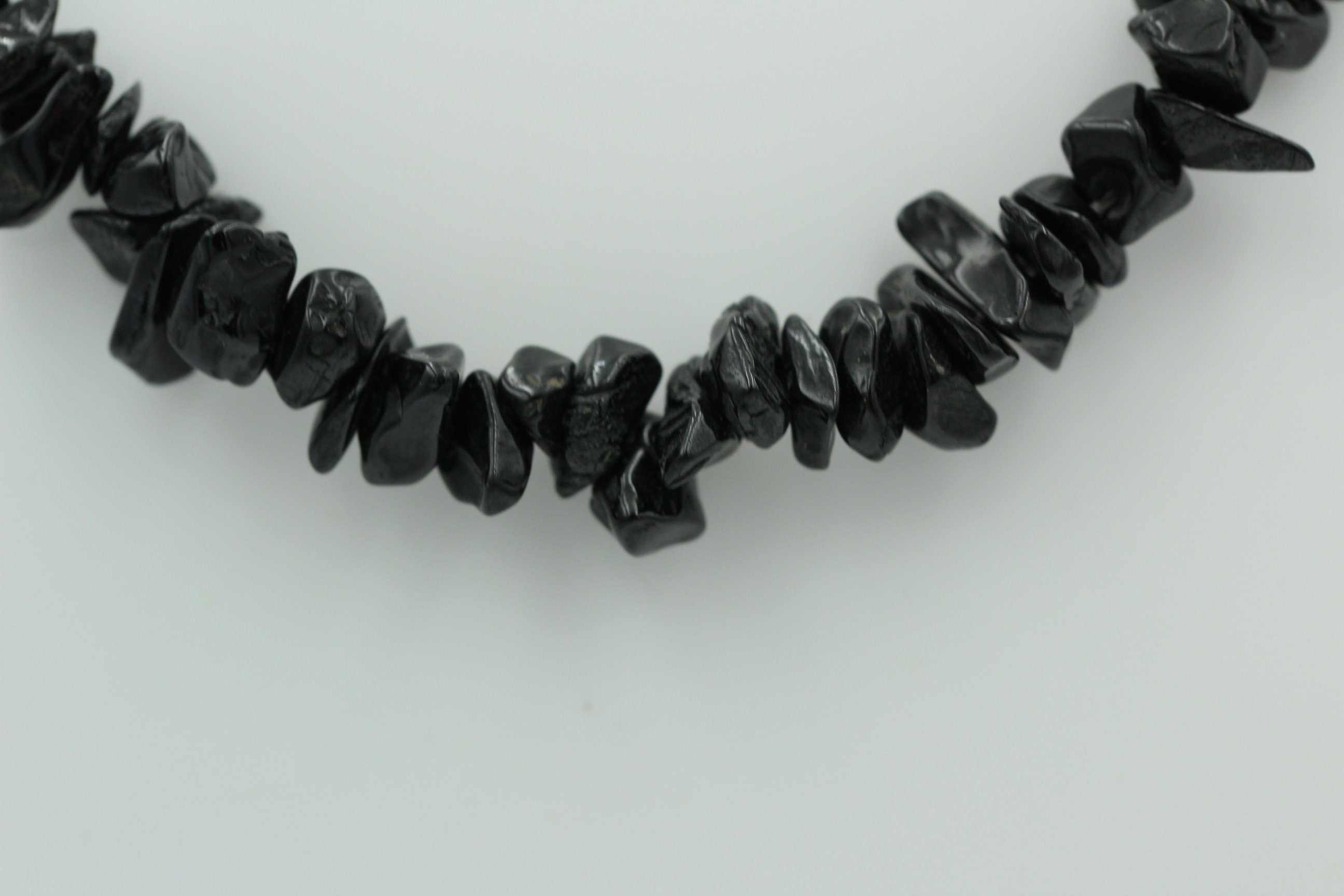 34,5 Carat schwarzes Spinell Collier Splitterkette 925 Silber mit Verlängerung