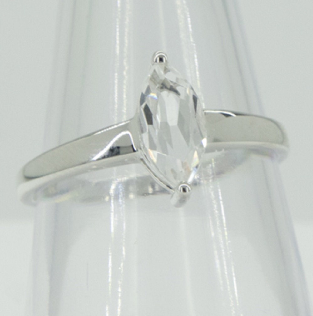 0,83 Carat weisstopas Ring 925 Silber weisse Topas Grasse 60 / 9 / 19,1 Edelstein