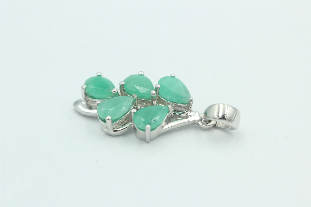 Edler 2,4 Carat Smaragd Anhänger 925 Silber Collier Kette Smaragdanhänger