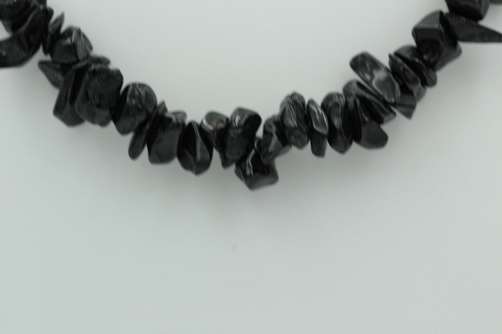 34,5 Carat schwarzes Spinell Collier Splitterkette 925 Silber mit Verlängerung