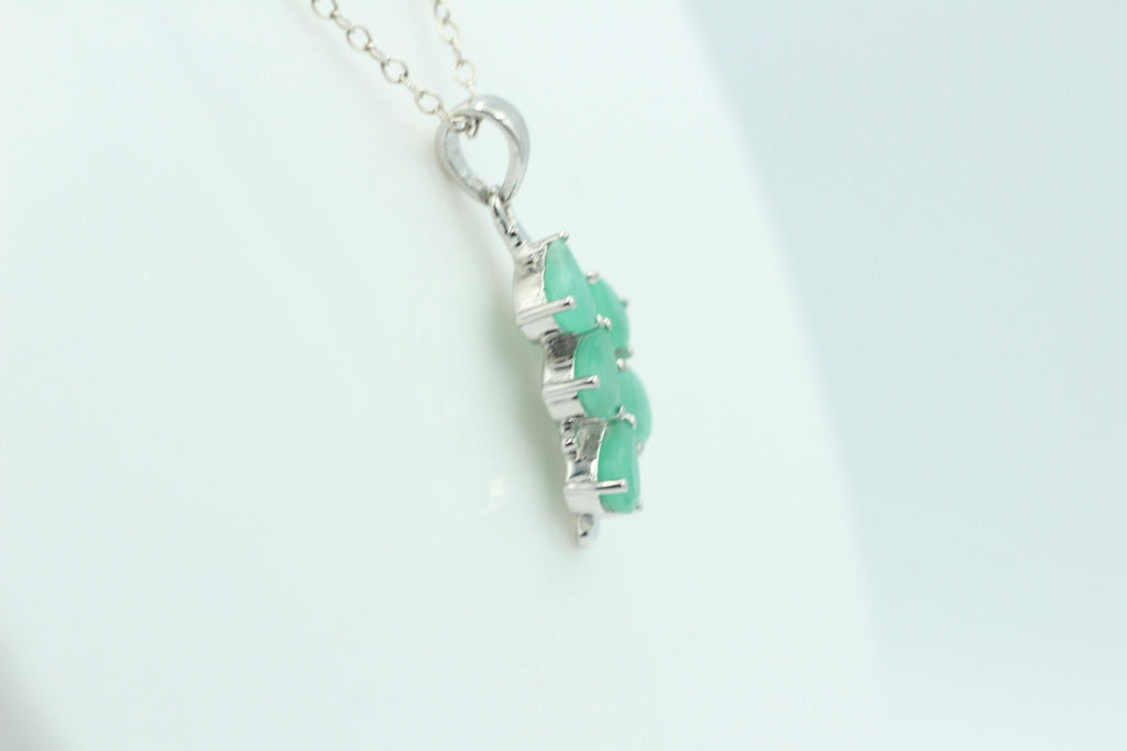 Edler 2,4 Carat Smaragd Anhänger 925 Silber Collier Kette Smaragdanhänger