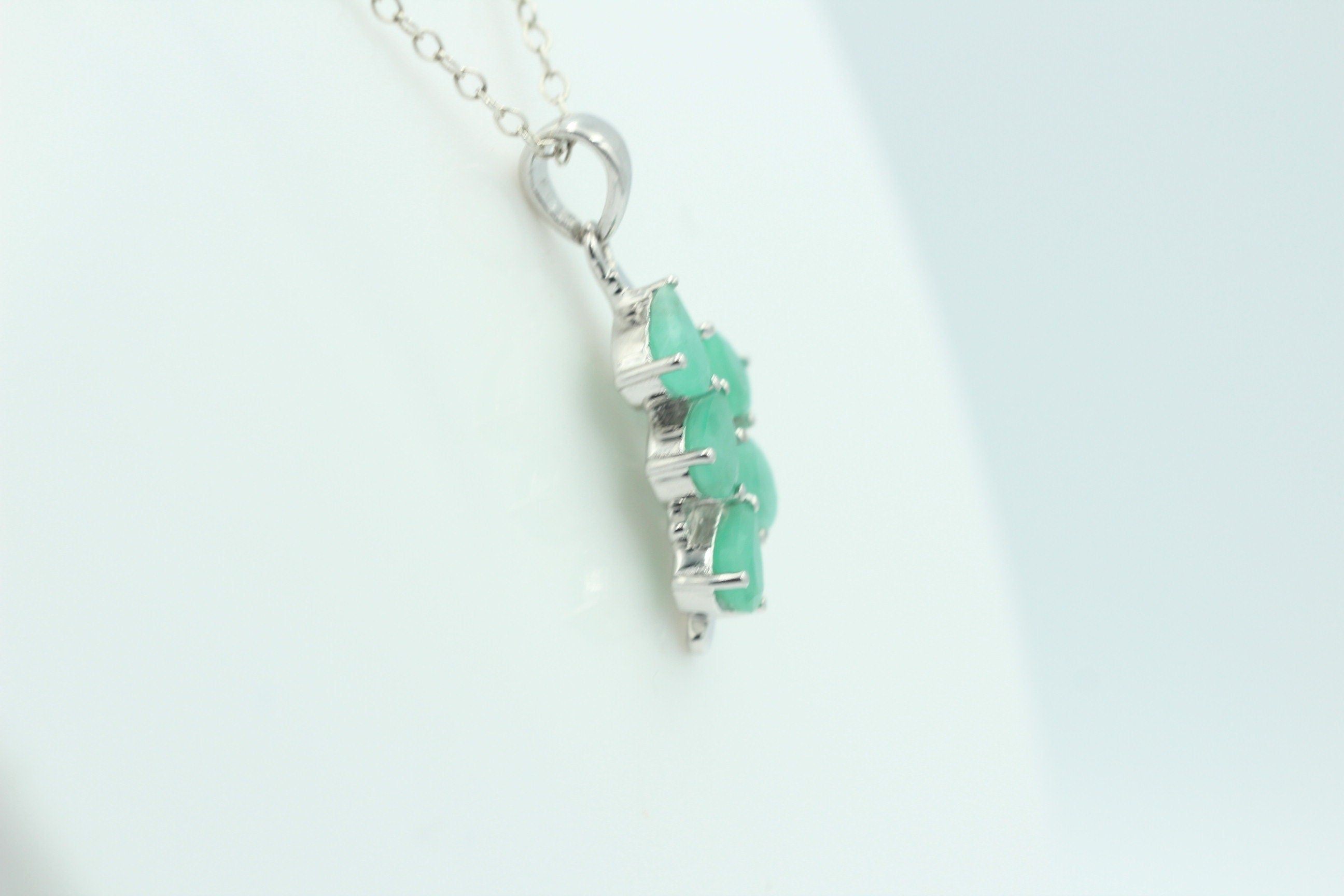Edler 2,4 Carat Smaragd Anhänger 925 Silber Collier Kette Smaragdanhänger