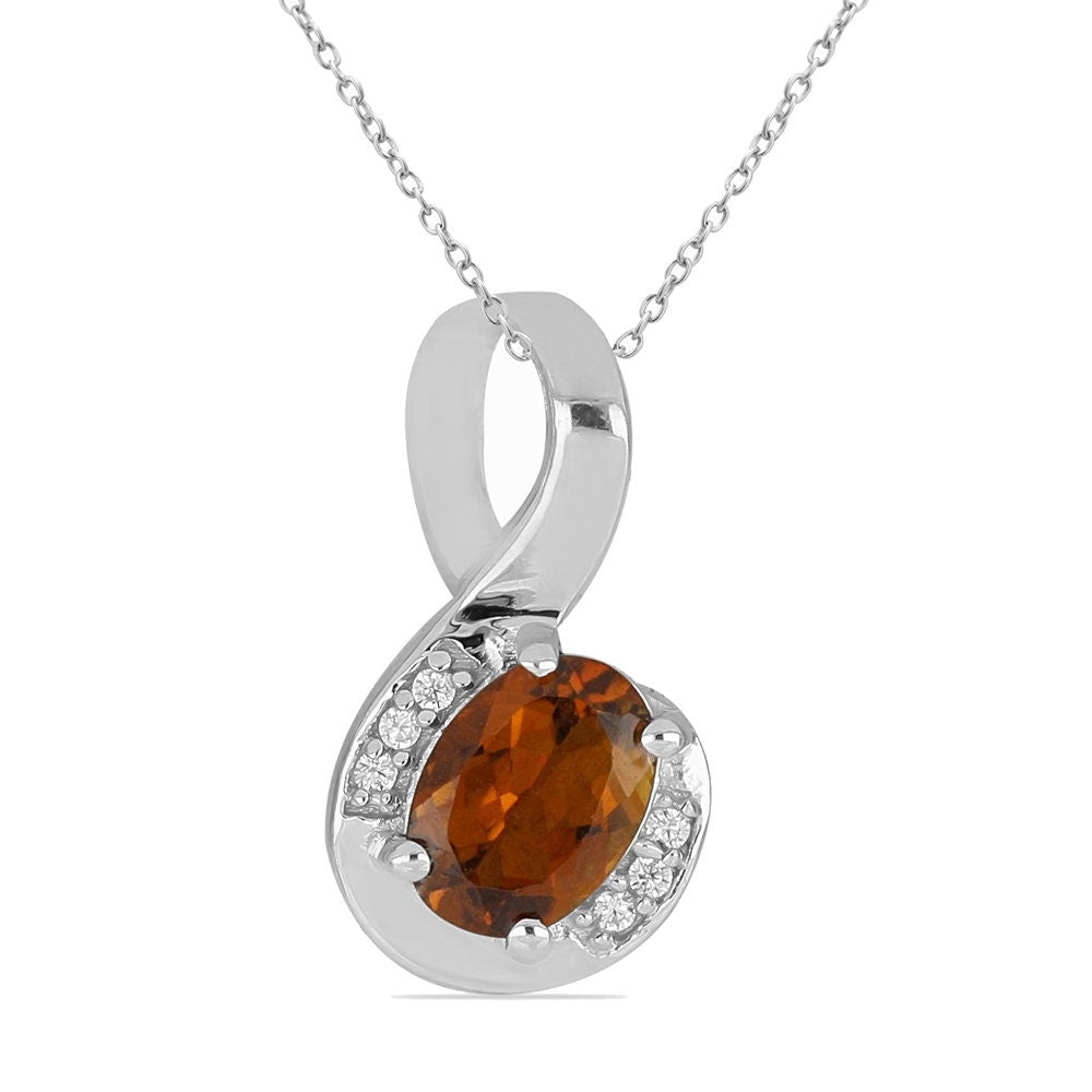 1,12 Carat Madeira Citrin Anhänger 925 Silber mit Zirkonia