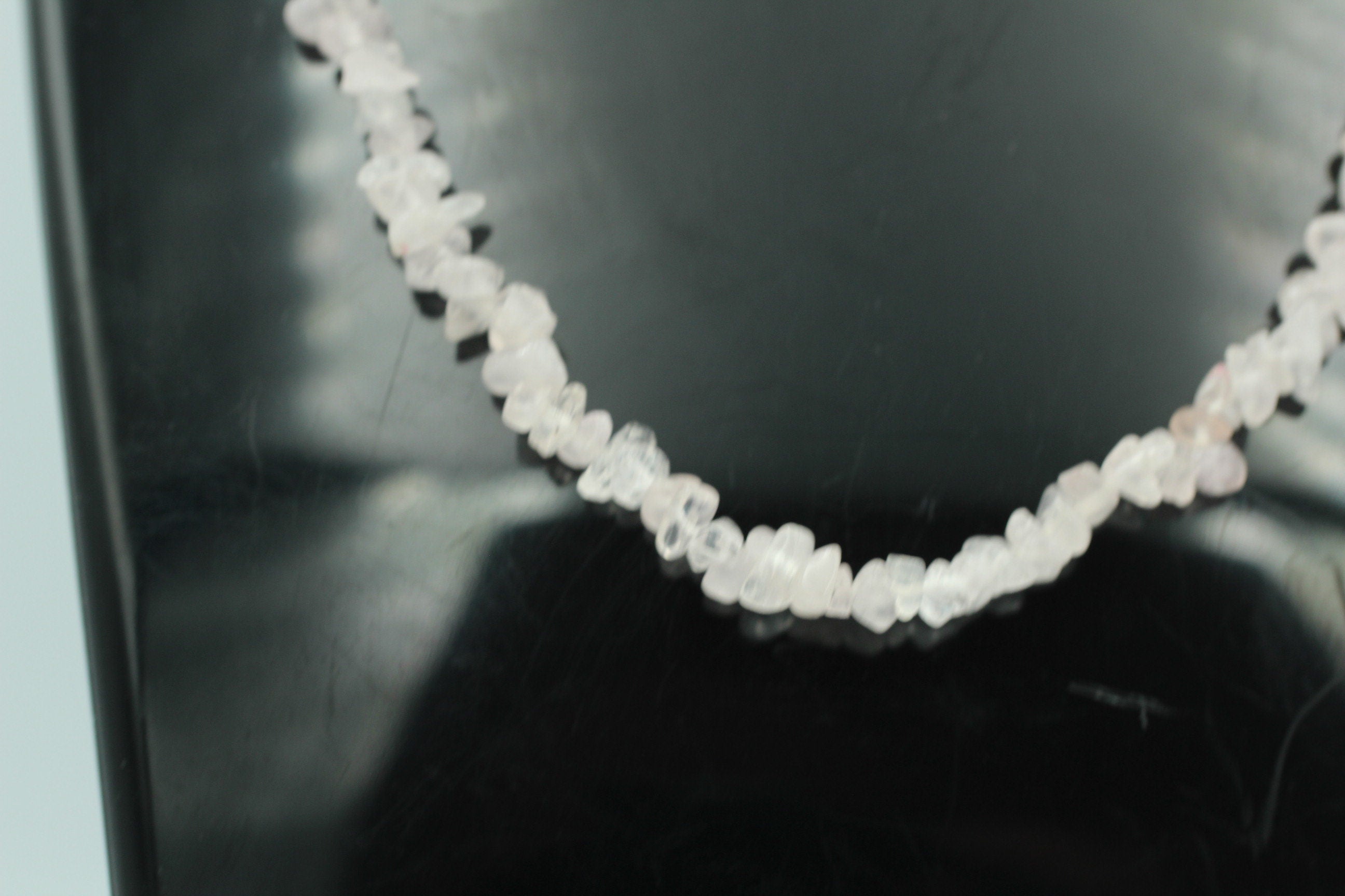 32 Carat Rosenquarz Collier Kette Splitterkette 925 Sterling Silber Top