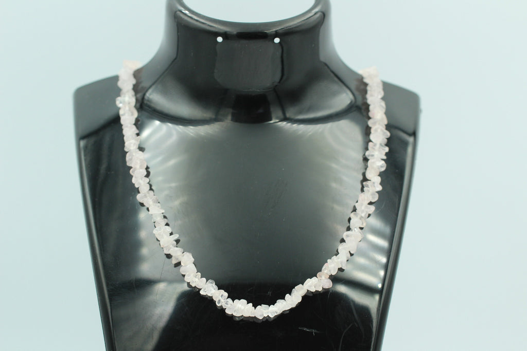 32 Carat Rosenquarz Collier Kette Splitterkette 925 Sterling Silber Top