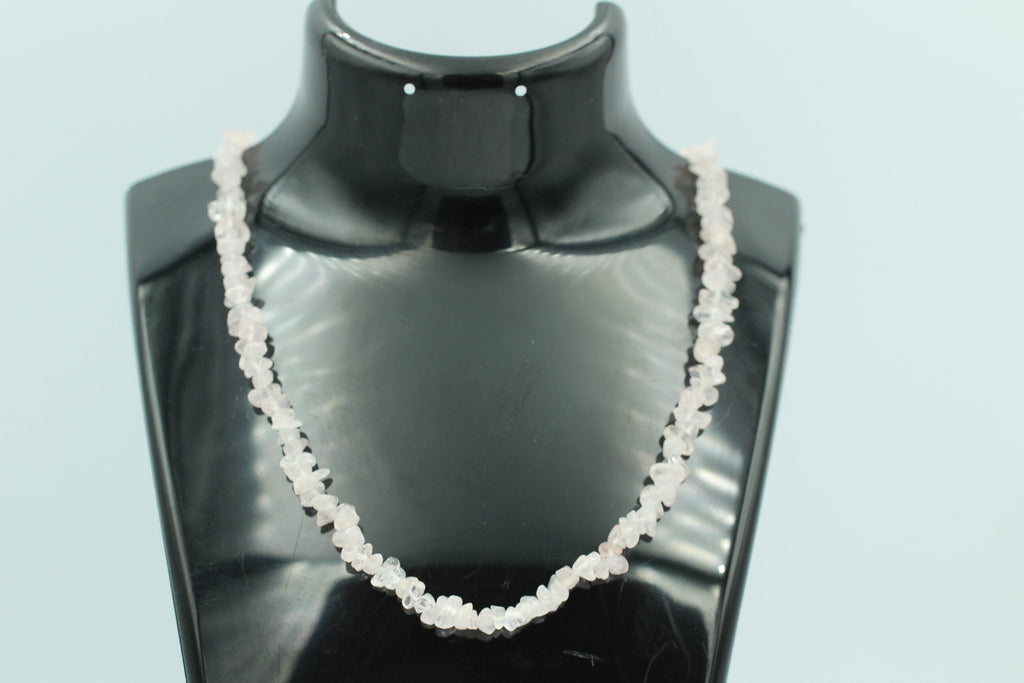 32 Carat Rosenquarz Collier Kette Splitterkette 925 Sterling Silber Top